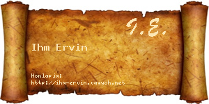 Ihm Ervin névjegykártya